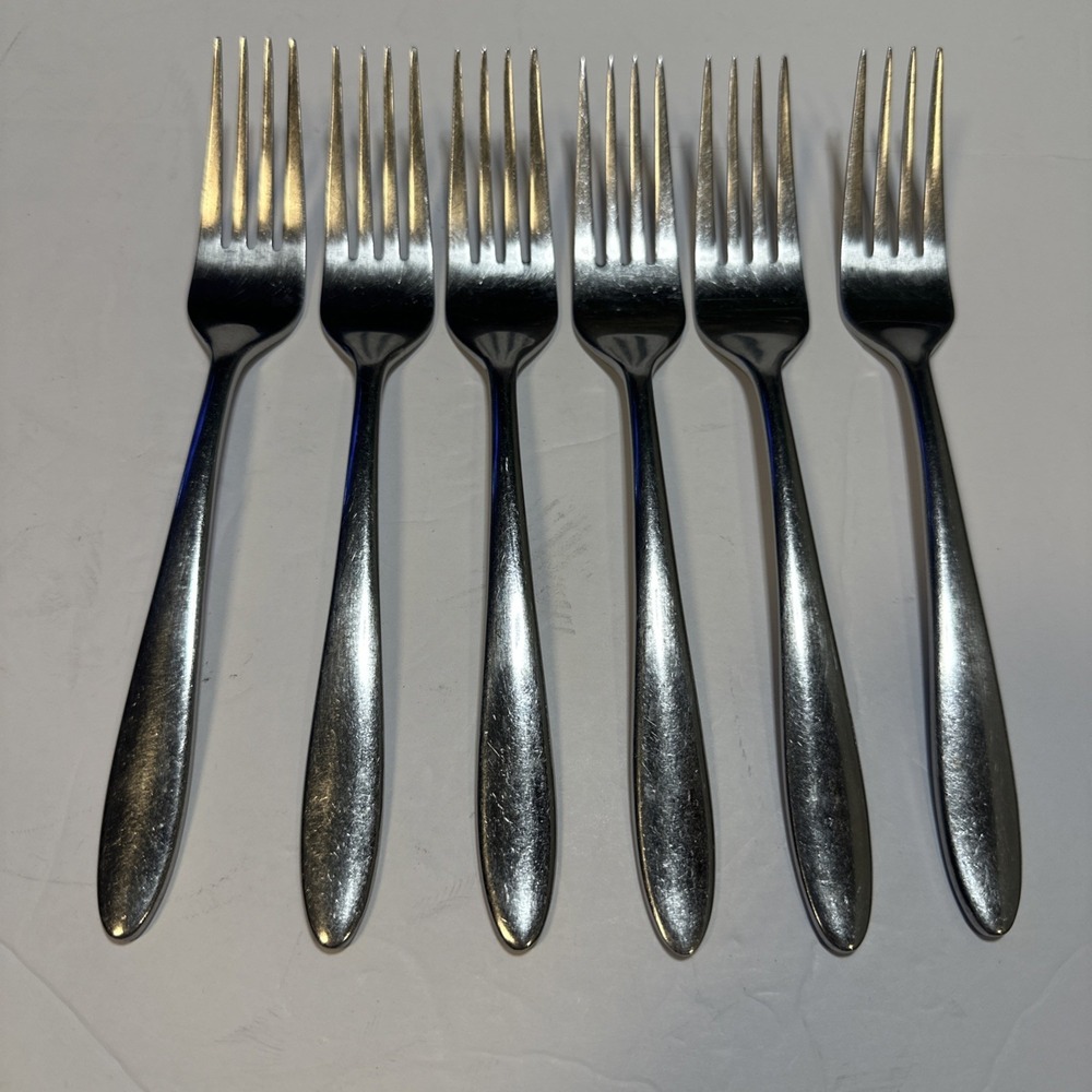 Oneida BAGUETTE Glossy Set of 6 Dinner Forks 8" Stainless Flatware Knife